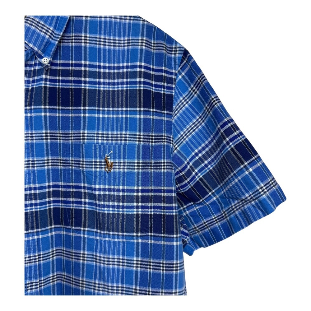 Ralph Lauren Mens XL Blue‎ Plaid Short Sleeve Button Down Shirt - Picture 3 of 6